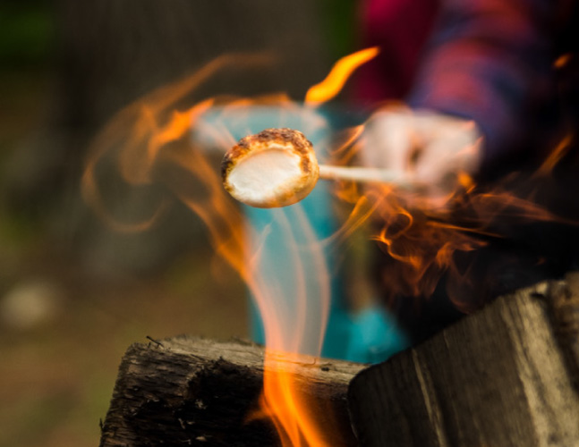 Marshmallow heated by fired.