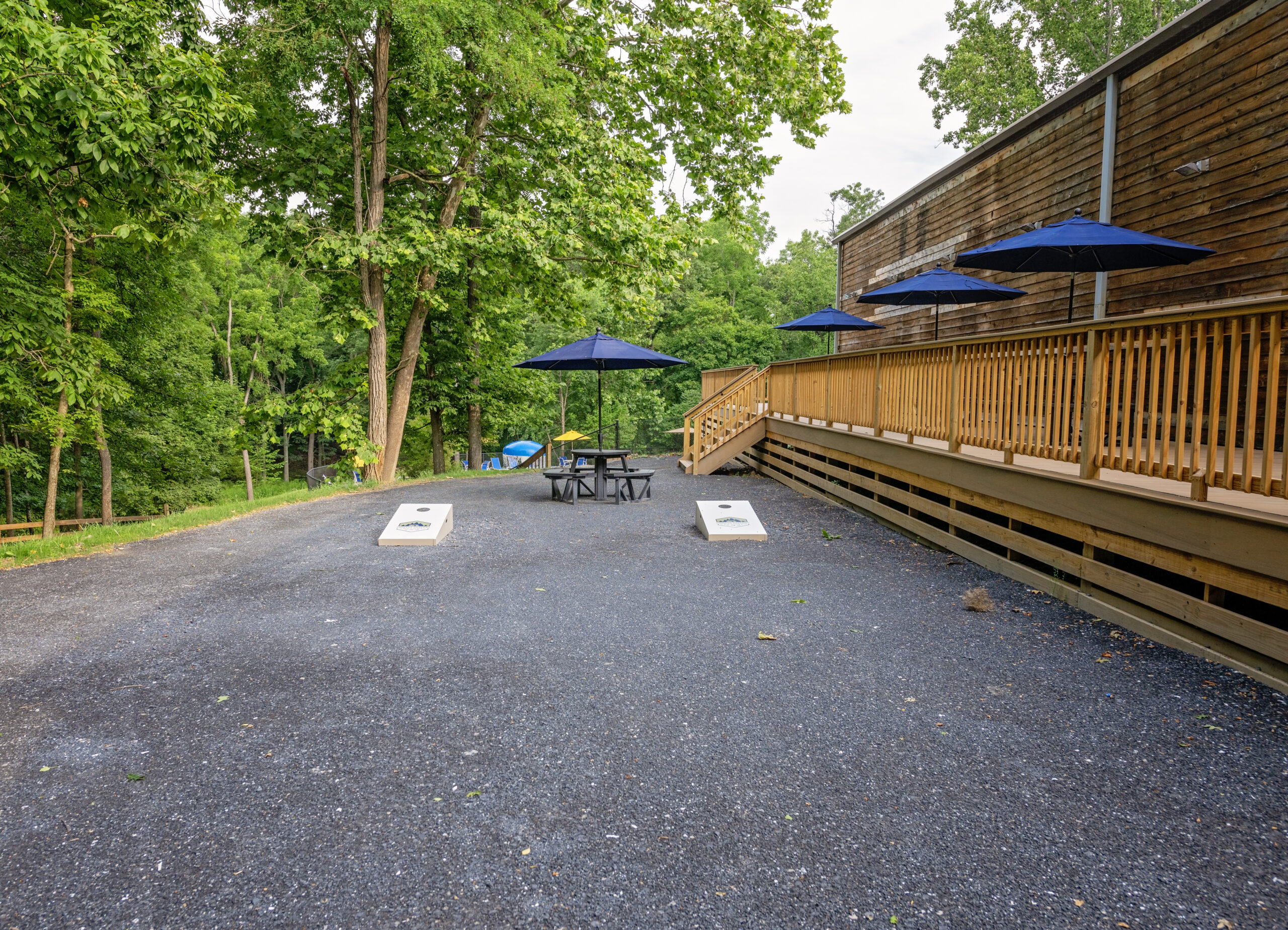 Cornhole Boards & Pool Deck Area